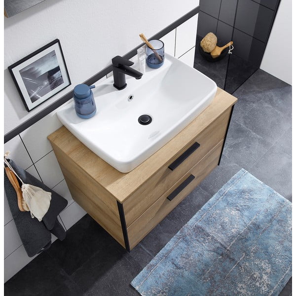 Piano per lavabo di colore naturale con effetto rovere Quickset 395 – Pelipal