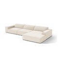 Divano angolare color crema (con penisola a destra/con chaise lounge) con rivestimento in velluto Jodie – Micadoni 