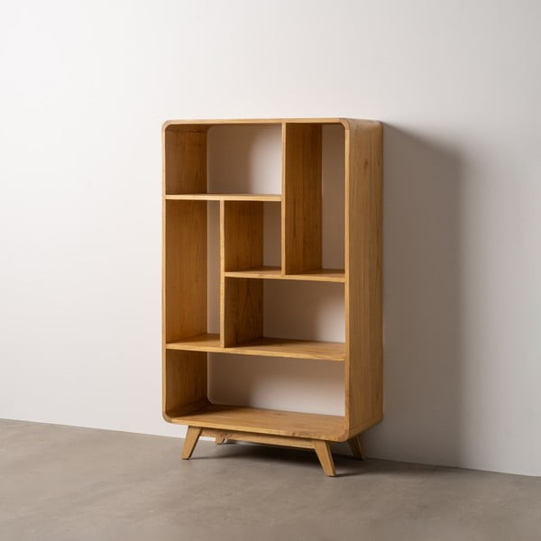Libreria di colore naturale in legno mindi massiccio 90x150x40 cm Lysa – Ixia-image-1