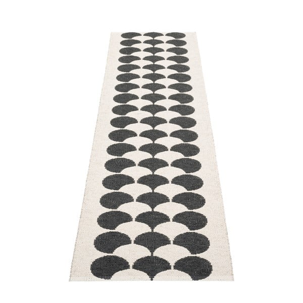 Passatoia da interno/esterno nera/color crema 70x250 cm Poppy Black Vanilla – Pappelina-image-2