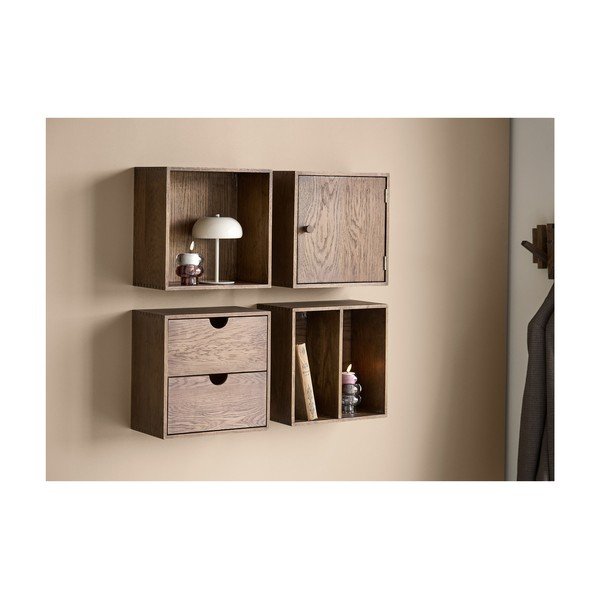 Mensola marrone scuro in rovere massiccio con ripiani multipli 30 cm Townsville – House Nordic-image-1