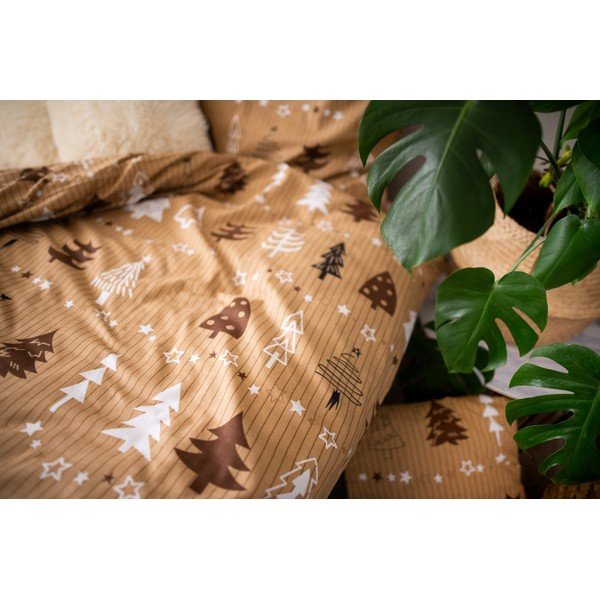 Biancheria da letto singola in cotone marrone Trees, 140 x 200 cm - Cotton House-image-3