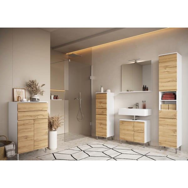 Mobile bianco sotto il lavabo in rovere 60x56 cm Torrance - Germania-image-1