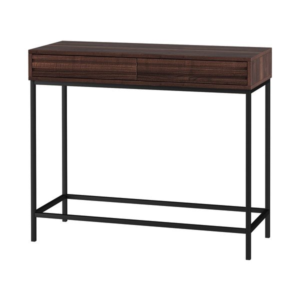 Consolle marrone scuro con piano effetto noce 35x90 cm Celine - Støraa-image-3