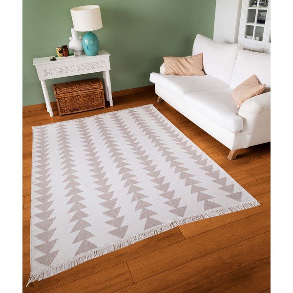 Tappeto in cotone bianco e beige , 60 x 100 cm Duo - Oyo home-image-1