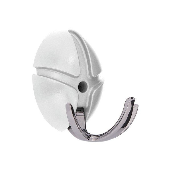 Gancio da parete bianco/color argento lucido in plastica Tick – Spinder Design-image-1