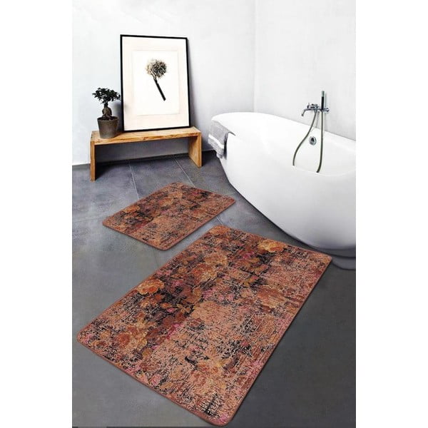 Set di tappetini per il bagno marroni in velluto 2 pz 60x100 cm – Mila Home-image-3