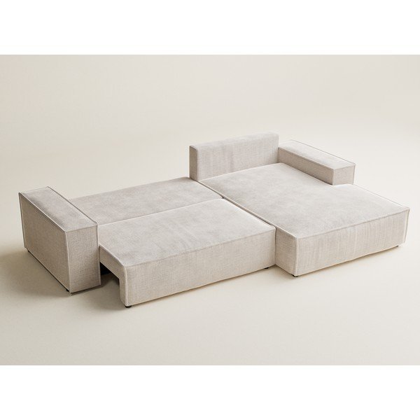 Divano angolare color crema allungabile/con contenitore (con penisola a destra/con chaise lounge) con rivestimento in ciniglia Maze – Maison de Rêve-image-4