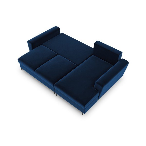 Divano angolare blu allungabile e con contenitore (con penisola a destra/con chaise lounge) con rivestimento in velluto Kyoto – Cosmopolitan Design-image-2
