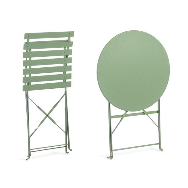 Set da pranzo da giardino color salvia in acciaio per 2 persone Austin – Bizzotto-image-3