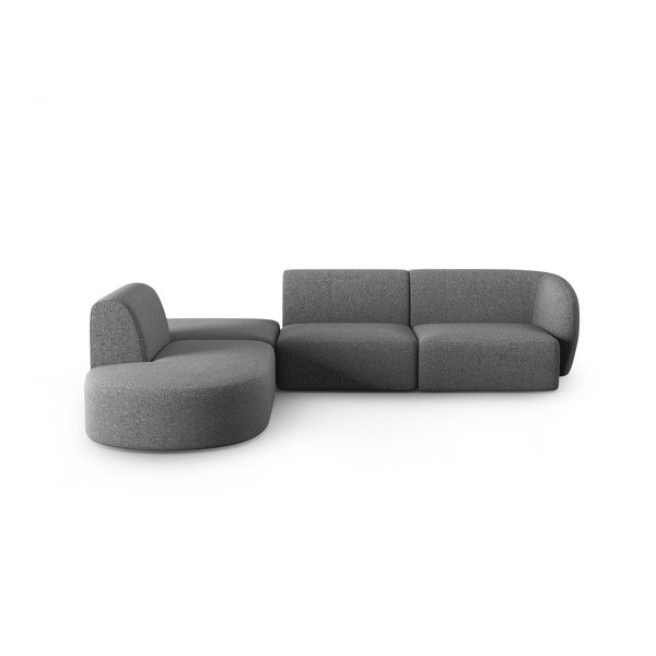 Divano angolare grigio (con penisola a sinistra/a L) con rivestimento in ciniglia Paolo – Milo Casa