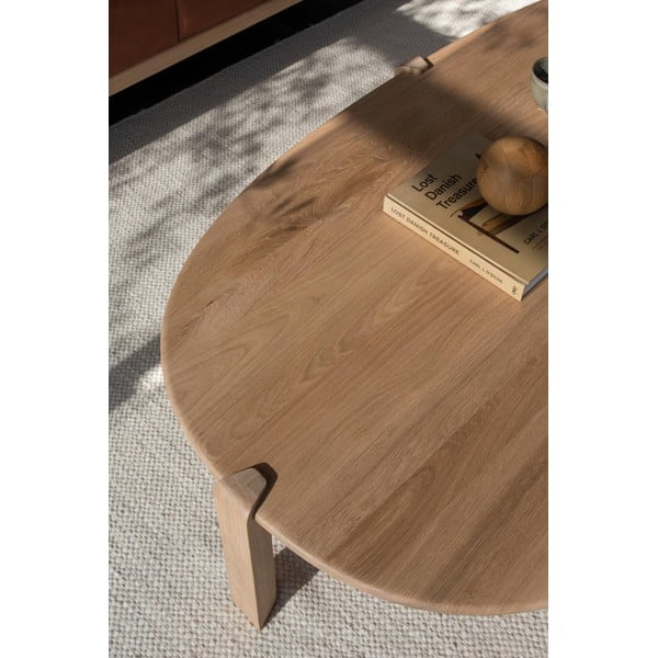 Tavolino da salotto di colore naturale in rovere massiccio 80x150 cm Kulin – Gazzda-image-3