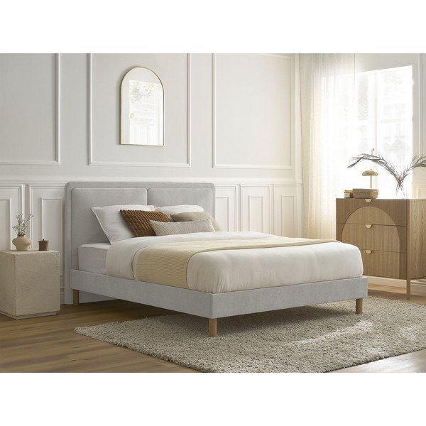 Letto matrimoniale imbottito grigio imbottito con rete inclusa 160x200 cm Mara – Bobochic Paris-image-1