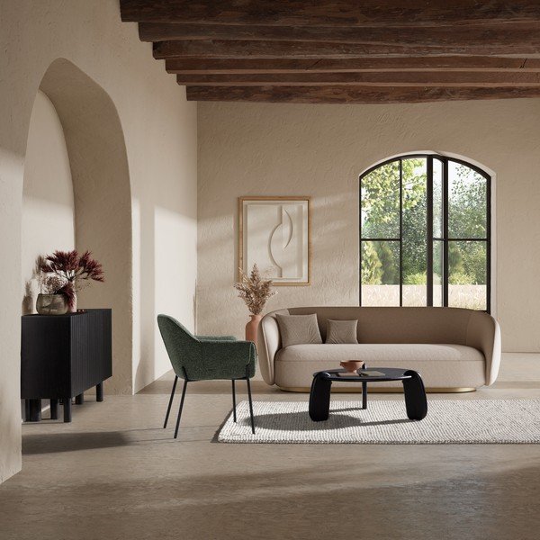 Tavolino da salotto rotondo nero in mango massiccio ø 80 cm Tamira – MOME-image-1