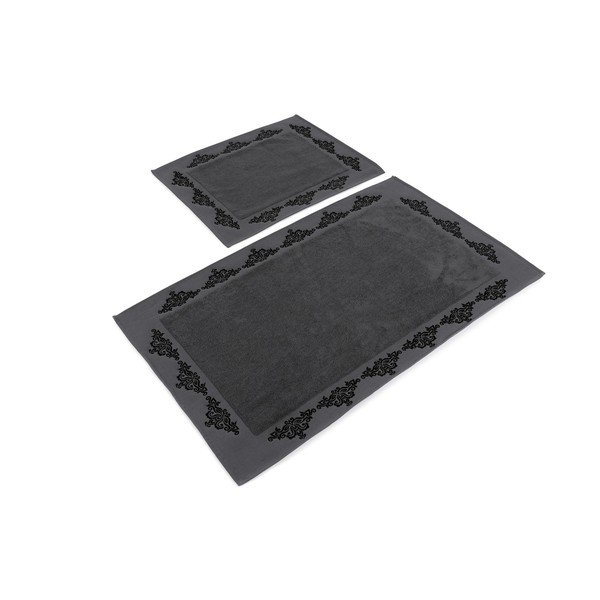 Set di 2 tappetini da bagno in cotone grigio scuro Hobby Sapphire - Foutastic-image-3