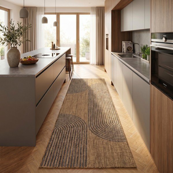 Passatoia da interno ed esterno nera/marrone 80x250 cm Mira 1453 – Ayyildiz Carpets-image-1