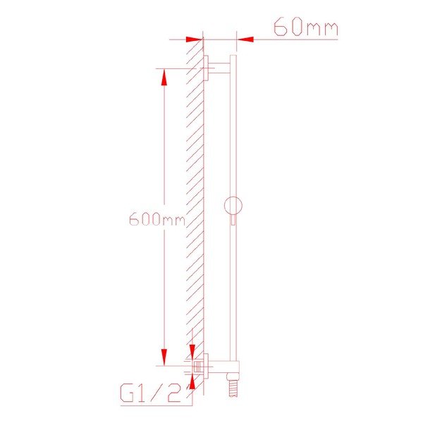Asta per doccia in ottone da parete in argento lucido con supporto scorrevole/con uscita acqua  66 cm Nancy – Sapho-image-3
