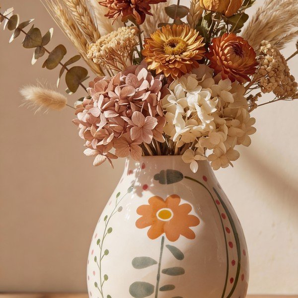 Vaso in gres dipinto a mano color crema (altezza 17 cm) Taza - Bloomingville-image-2