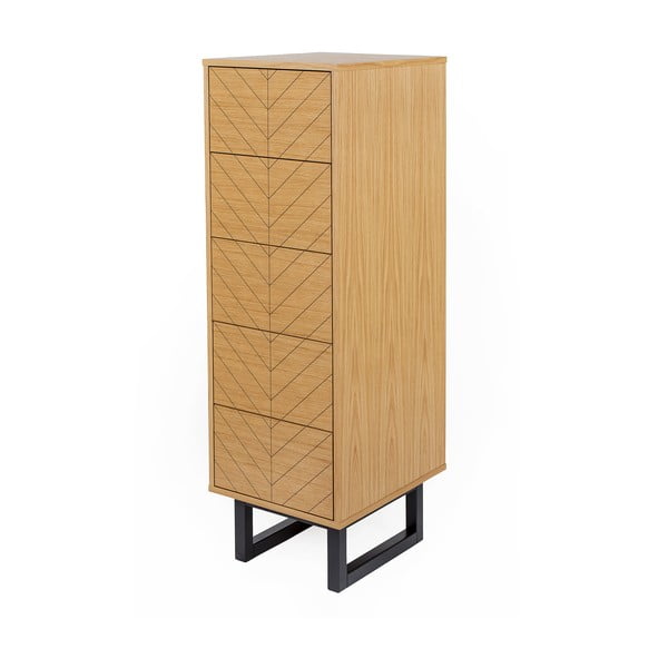 Cassettiera in rovere decorato, 40 x 123 cm Camden Herringbone - Woodman-image-2