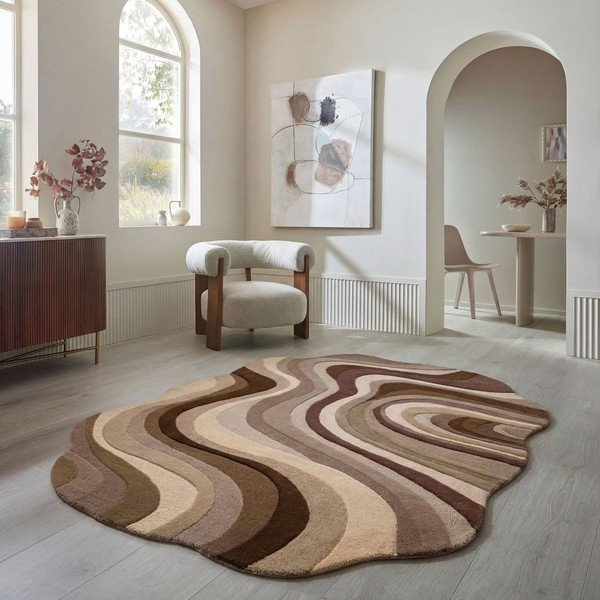 Tappeto marrone/beige in lana tessuto a mano 140x200 cm Envy Wool – Flair Rugs-image-1