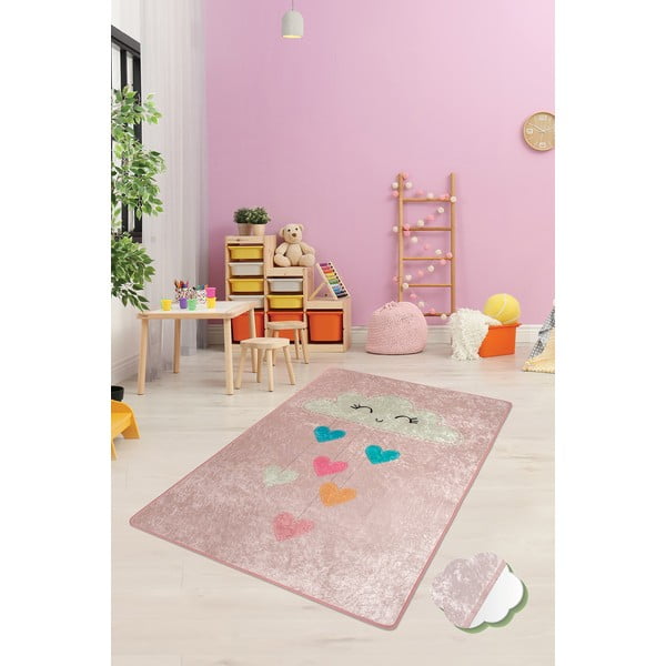 Tappeto rosa antiscivolo per bambini , 140 x 190 cm Baby Cloud - Conceptum Hypnose-image-1