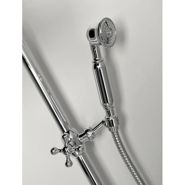 Set per doccia in ottone in argento lucido con soffione doccia e doccetta 142 cm Antea – Sapho-image-1