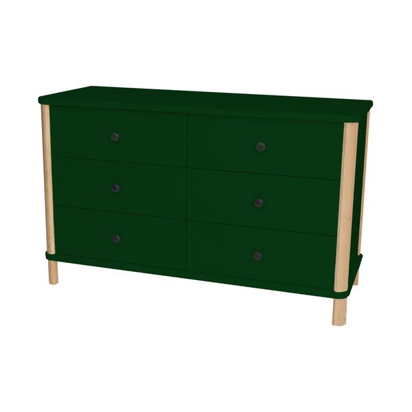 Cassettiera bassa verde scuro con 6 cassetti Ashme Boy - Ragaba