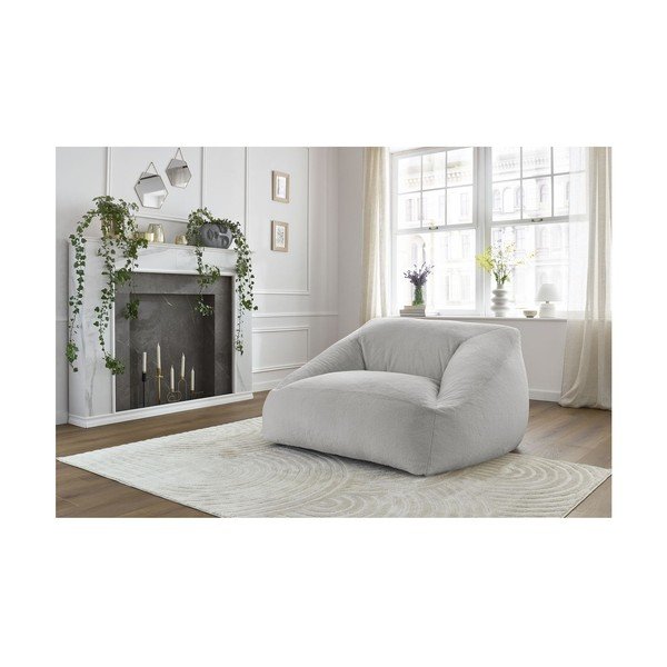 Puof a sacco grigio chiaro con rivestimento in pelliccia sintetica Lilibet – Bobochic Paris-image-1