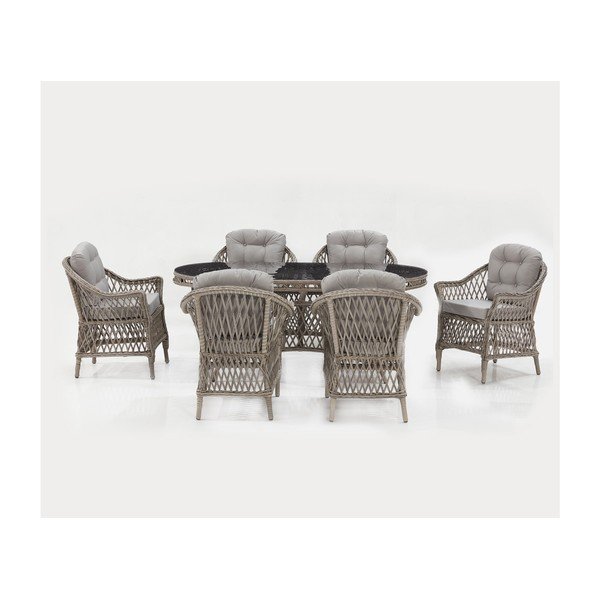 Set da pranzo da giardino in rattan grigio chiaro per 6 persone Nova - Floriane Garden