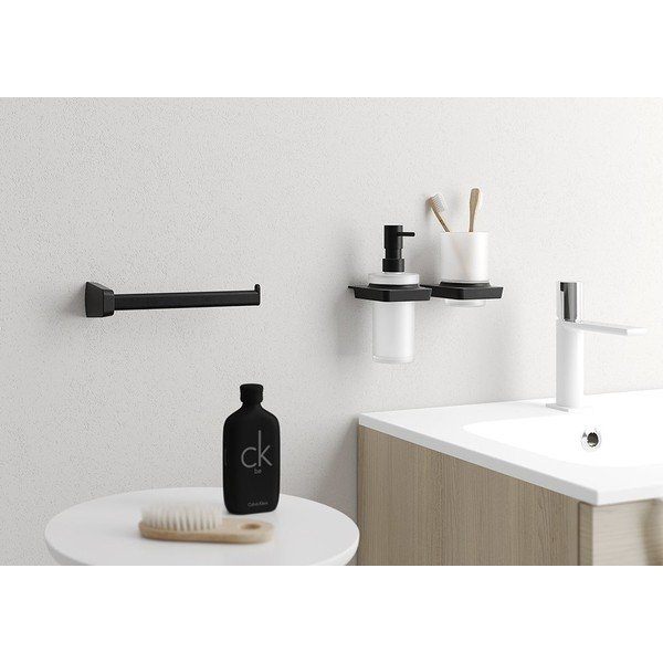 Distributore di sapone da parete in ottone bianco e nero, 250 ml Zen - Sapho-image-2