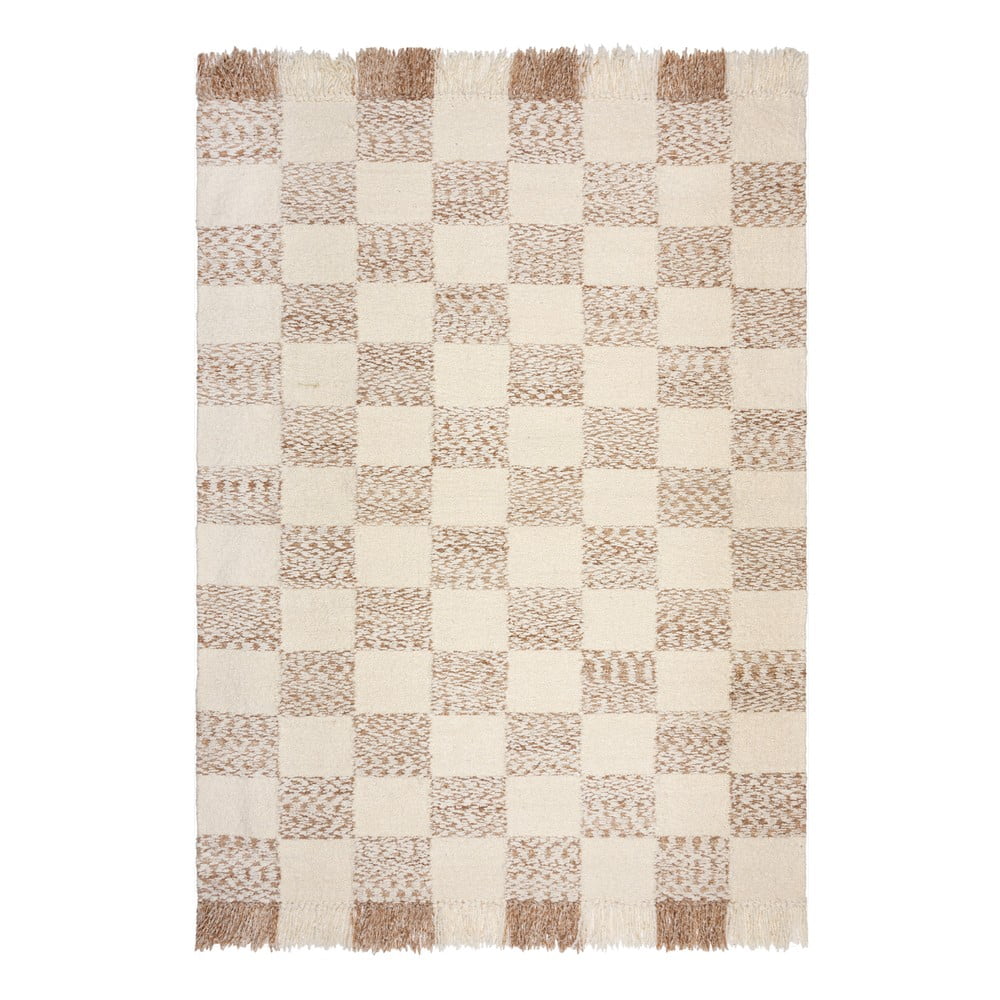 Tappeto color crema/di colore naturale in misto lana tessuto a mano 160x230 cm Eric Checkboard – Flair Rugs | Tappeti