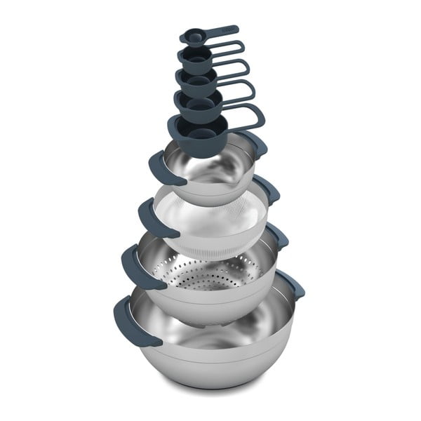 Ciotole in argento lucido in set di 9 pezzi Nest 100 Collection - Joseph Joseph-image-3