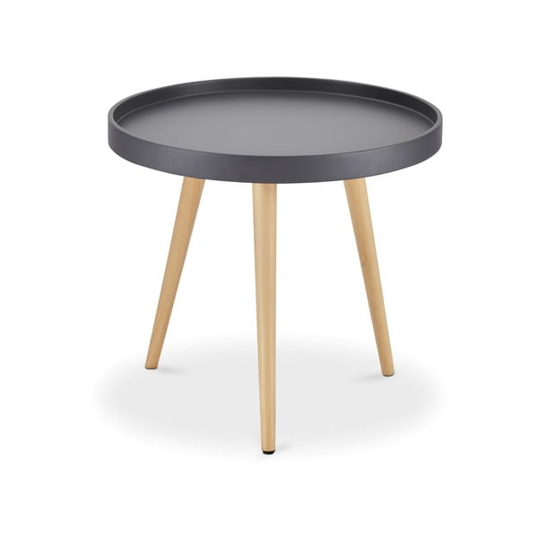 Tavolino grigio con gambe in faggio, Ø 50 cm Opus - Furnhouse
