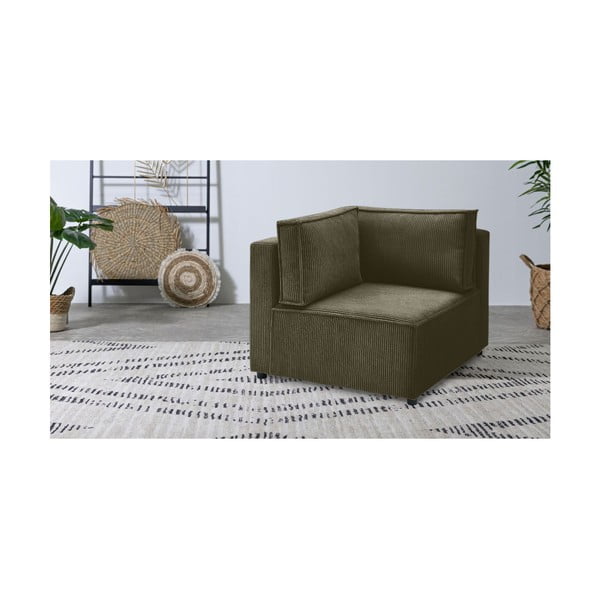 Divano componibile verde scuro in velluto a costine Nihad modular - Bobochic Paris-image-1