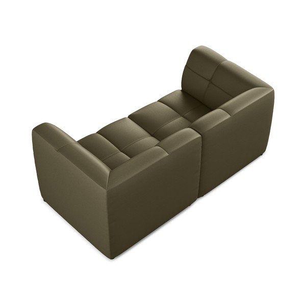 Divano color kaki con rivestimento in finta pelle 180 cm Aloha – Makamii-image-4