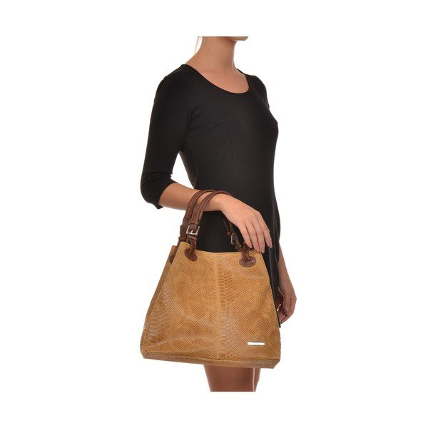 Borsa in pelle marrone cognac Python Cognac - Luisa Vannini-image-4