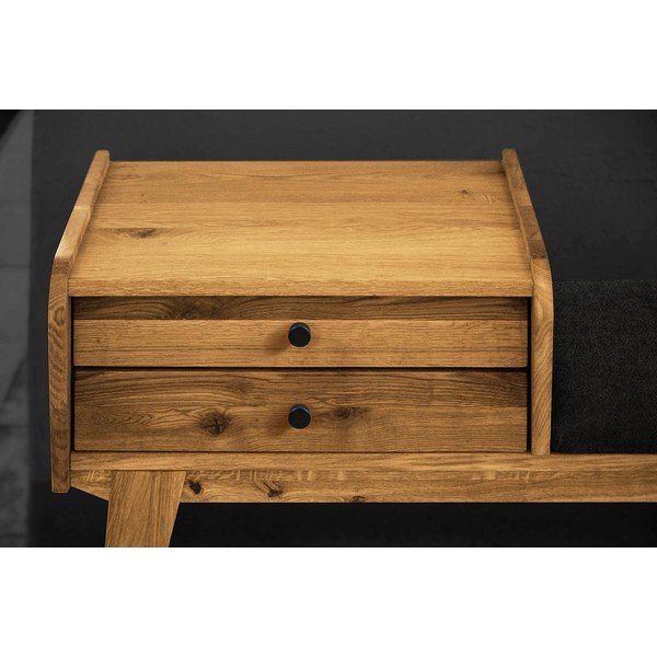 Panca con cassetti in legno di quercia con seduta grigia Retro - The Beds-image-4