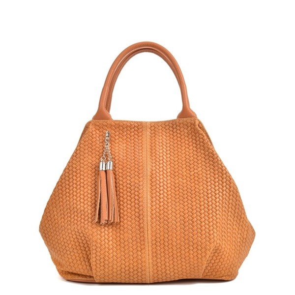 Koňakově hnědá kožená kabelka Mangotti Bags Betania