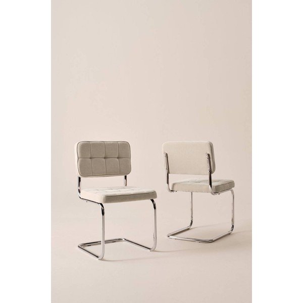 Sedie da pranzo in set beige in metallo a dondolo 2 pz Heden – Jotex-image-1