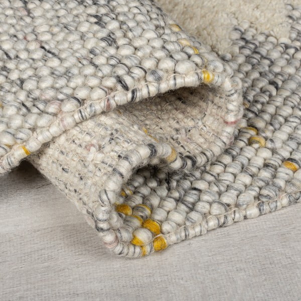 Tappeto grigio e crema tessuto a mano con lana 160x230 cm Minerals Border - Flair Rugs-image-2