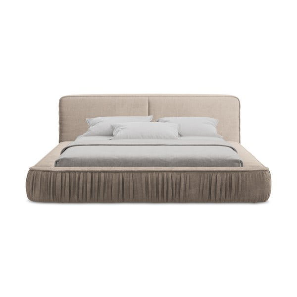 Letto matrimoniale imbottito beige con contenitore e rete inclusi 180x200 cm Keoni – Makamii-image-4