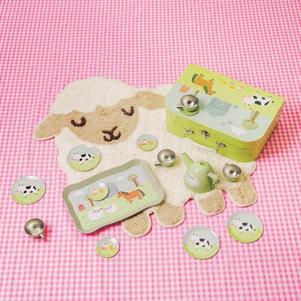 Tappeto bianco in cotone per bambini , 56 x 60 cm Baa Baa Lamb - Sass & Belle-image-1