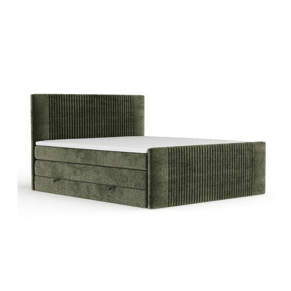 Letto boxspring verde scuro con contenitore 200x200 cm Bergamo – Maison de Rêve