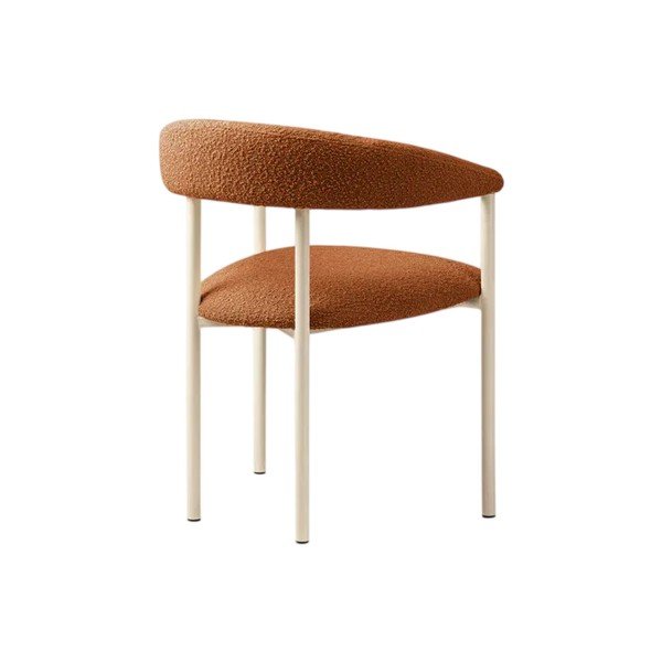 Sedia da pranzo arancione/color crema imbottito con braccioli Lea – Micadoni -image-4