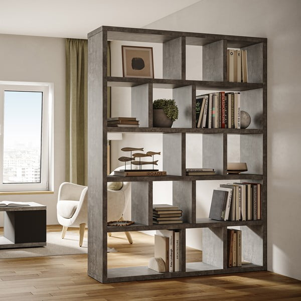 Libreria grigia effetto cemento 150x198 cm Berlin - TemaHome-image-1