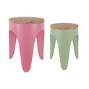 Set di sgabelli verdi/rosa in metallo 2 pz Double Funky – Leitmotiv