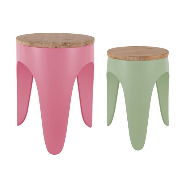 Set di sgabelli verdi/rosa in metallo 2 pz Double Funky – Leitmotiv