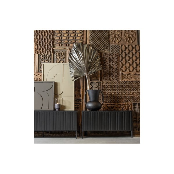 Mobile TV nero in pino massiccio 150x56x44 cm Gravure – WOOOD-image-4