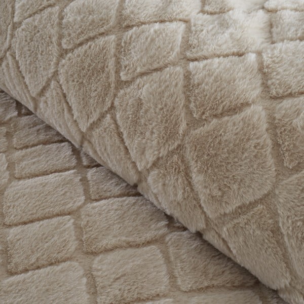 Biancheria da letto matrimoniale in micropile beige 200x200 cm Cosy Diamond - Catherine Lansfield-image-3