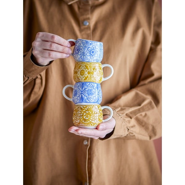 Tazzine in set per espresso blu e arancioni in gres 4 pz 155 ml Milton – Bloomingville-image-1